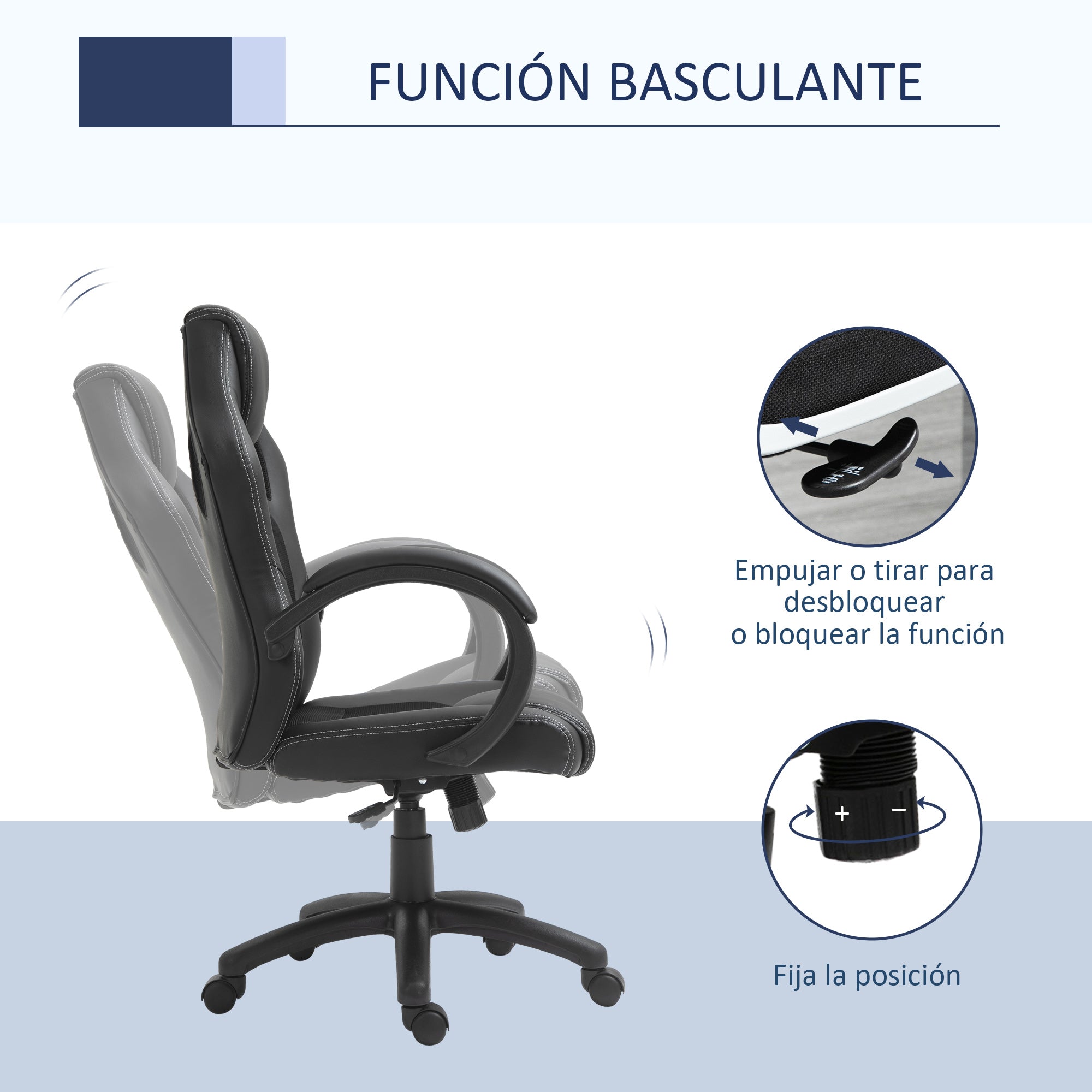 Office Chair Study Chair with Adjustable Height and High Back Upholstered in PU Leather and Breathable Mesh 71x61x108-118 cm Black