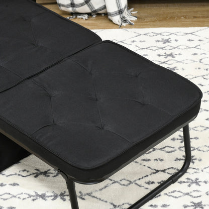 Single Seater Convertible Armchair Bed Chaise Longue 4 in 1 with 5-Level Reclining Backrest, Foldable Footrest, Removable Cushion and Pockets, for Guest Room Black