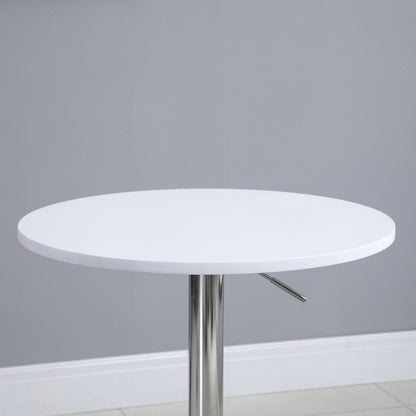 Height Adjustable Bar Table with Round Anti-Slip Base for Kitchen Dining Ø60x69-93 cm White