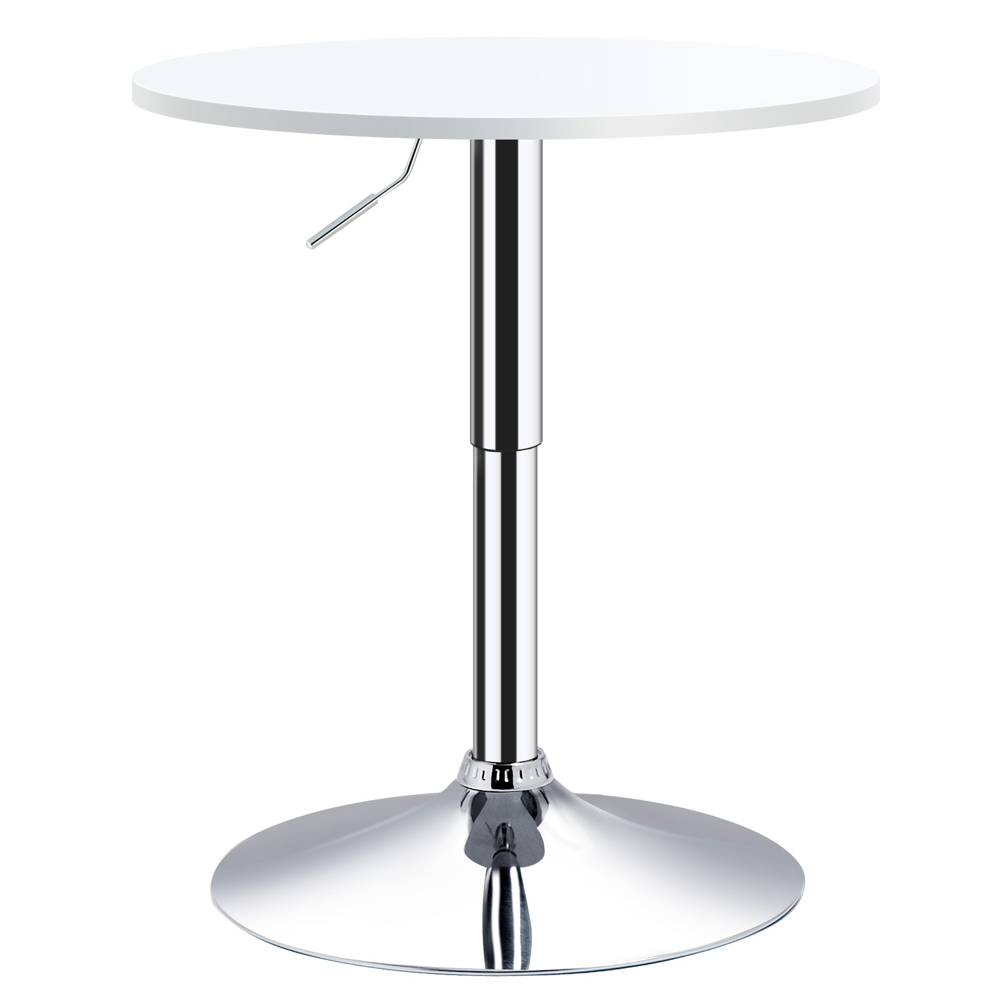 Height Adjustable Bar Table with Round Anti-Slip Base for Kitchen Dining Ø60x69-93 cm White