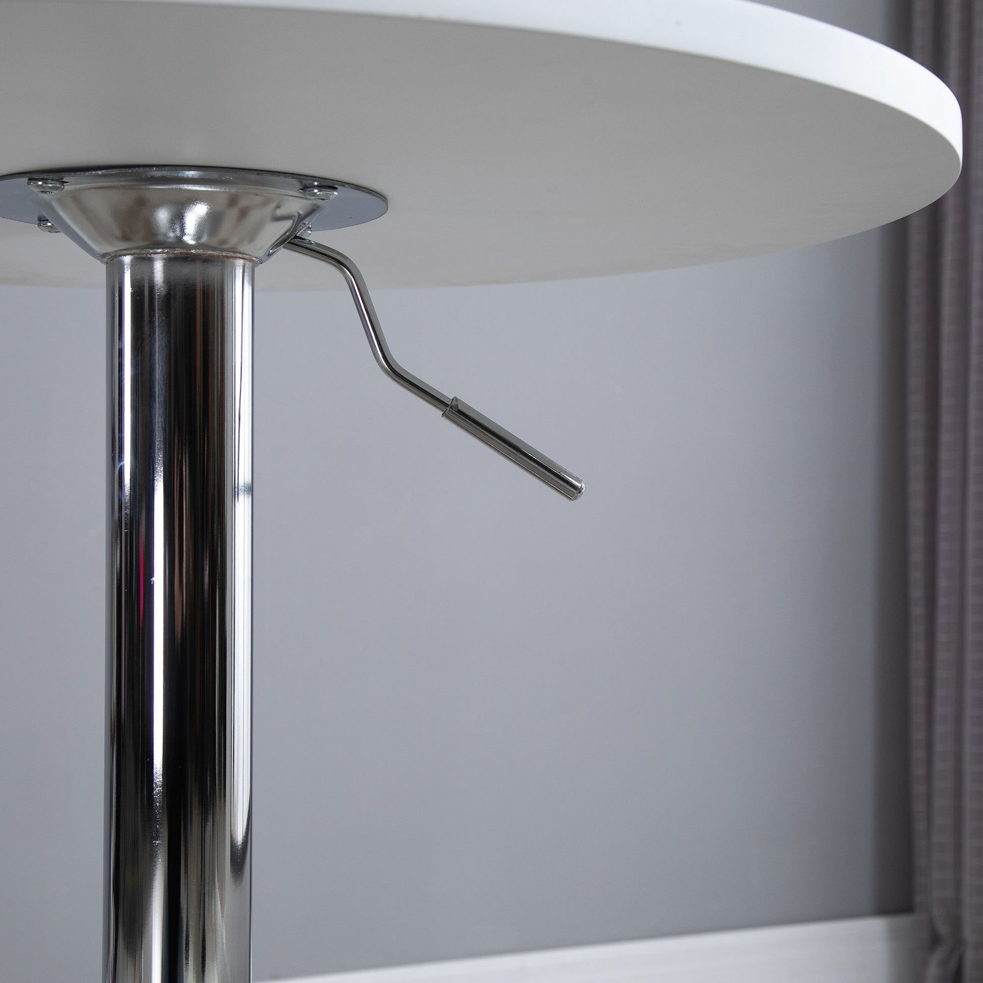 Height Adjustable Bar Table with Round Anti-Slip Base for Kitchen Dining Ø60x69-93 cm White