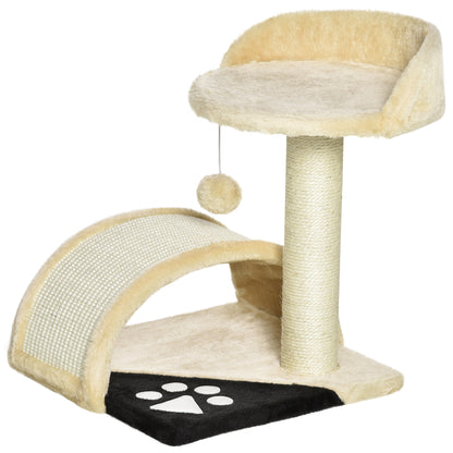 Cat Tree Scratching Post with Play Balls Cat Scratching Post Sisal Rope Scratching Posts Beige 35.5 x 37 x 46 cm