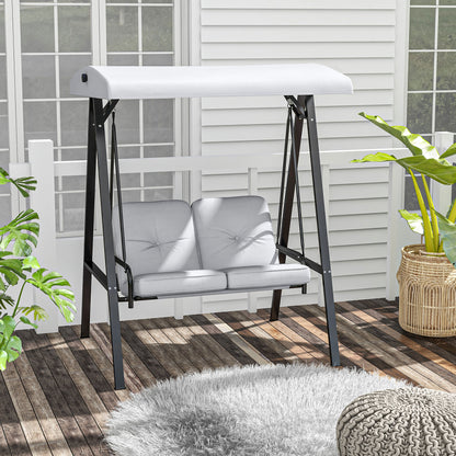2-Seater Hollywood Swing Garden Swing with Adjustable Roof, Cushions, Swing Bench up to 220 kg Load Capacity, for Garden, Balcony, Gray, 145 x 116 x 172 cm