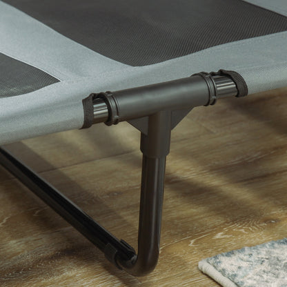 Elevated Dog Bed with Canopy, Pet Bed, Outdoor Dog Lounge with Roof, Breathable, Taft Fabric for Camping Gray 122 x 92 x 108 cm