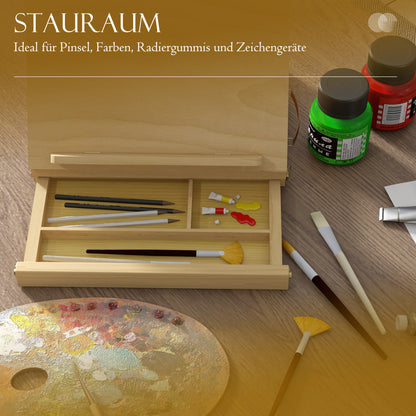 Tabletop Easel Adjustable Wooden Easel with Handle Portable Easel for Painting & Drawing Foldable Studio Easel with Drawer Beechwood Natural