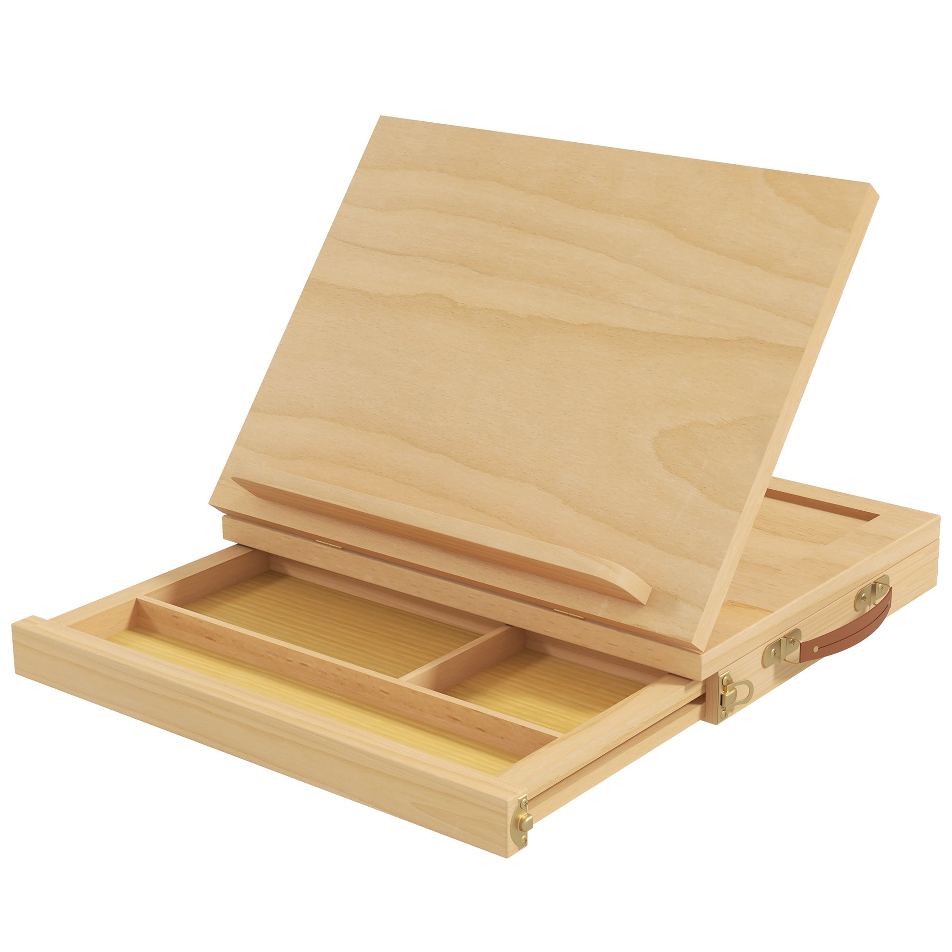 Tabletop Easel Adjustable Wooden Easel with Handle Portable Easel for Painting & Drawing Foldable Studio Easel with Drawer Beechwood Natural