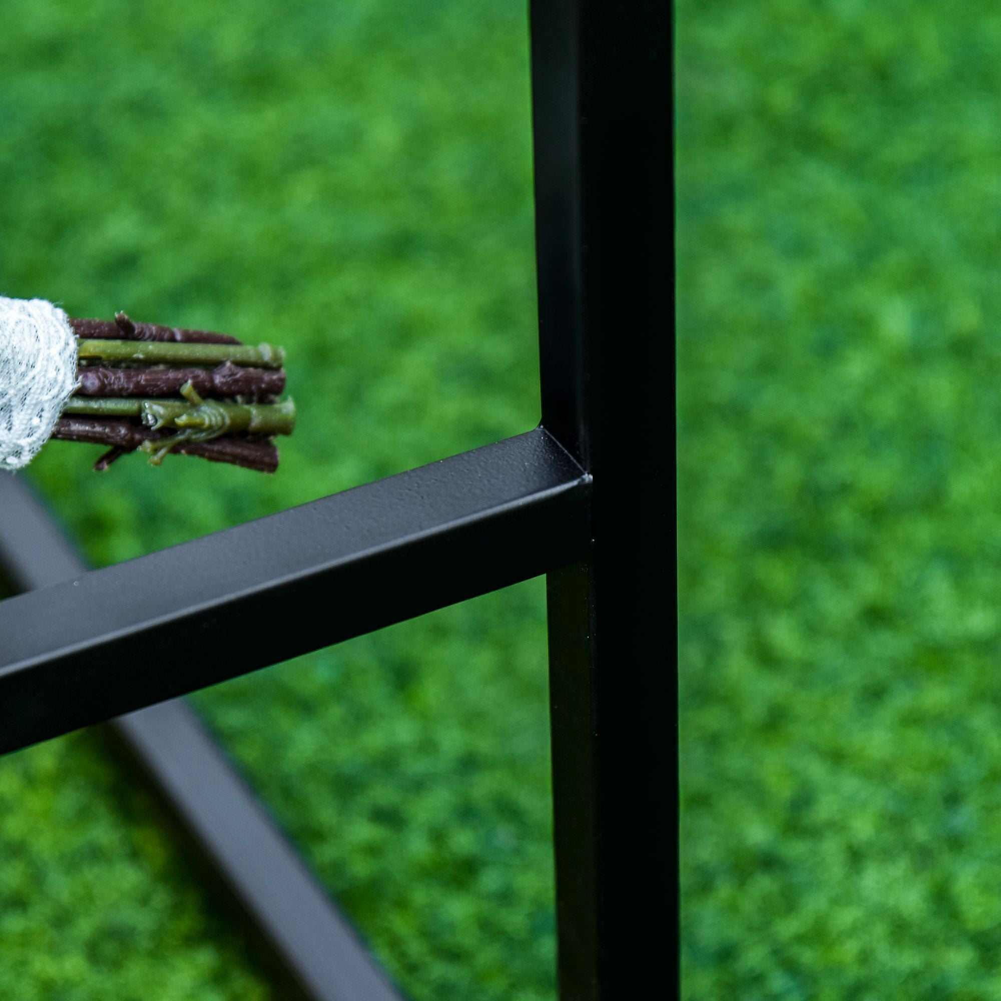 Contemporary Design 2-Seater Garden Bench, Dimensions: 108L x 63W x 80H cm, Black Epoxy Metal