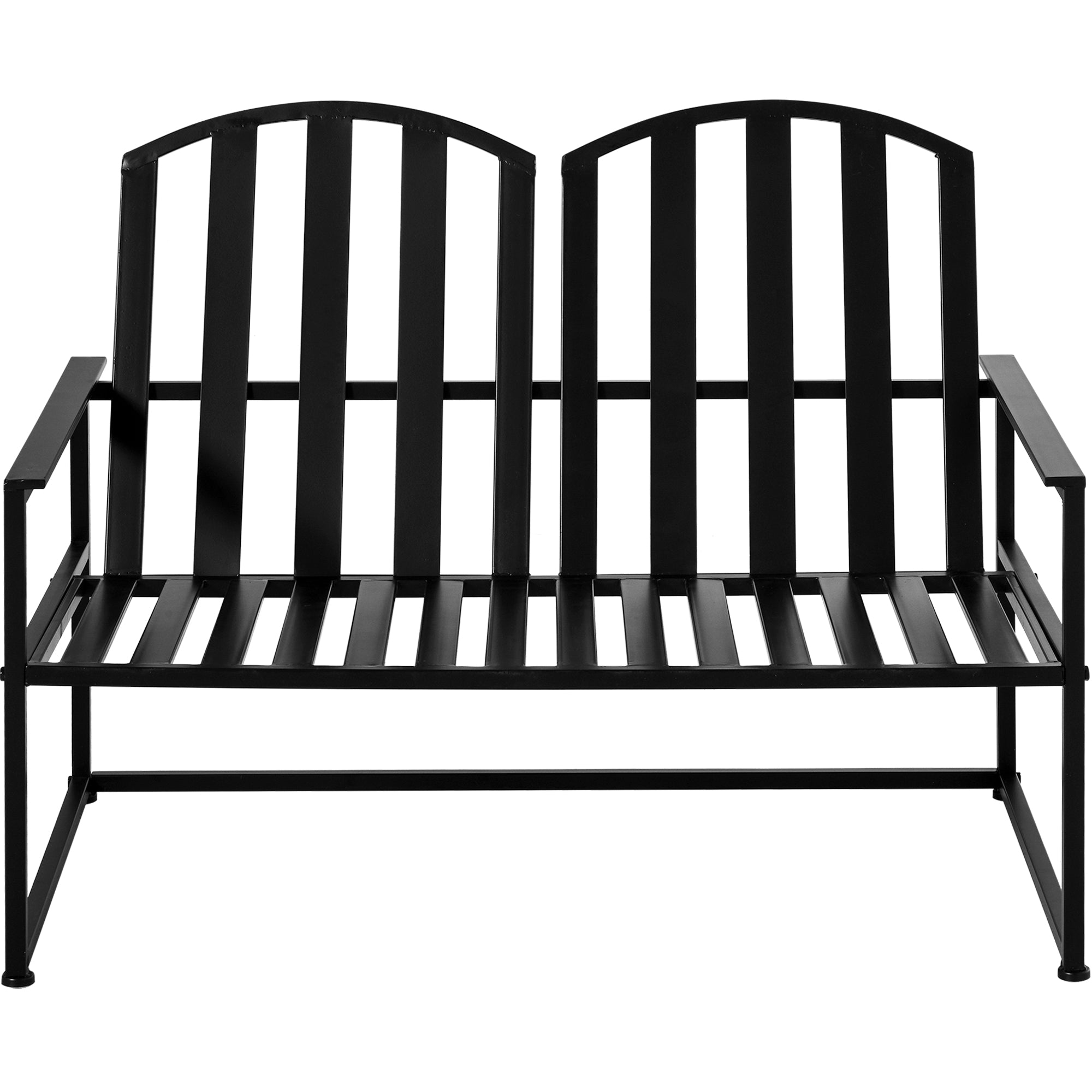 Contemporary Design 2-Seater Garden Bench, Dimensions: 108L x 63W x 80H cm, Black Epoxy Metal