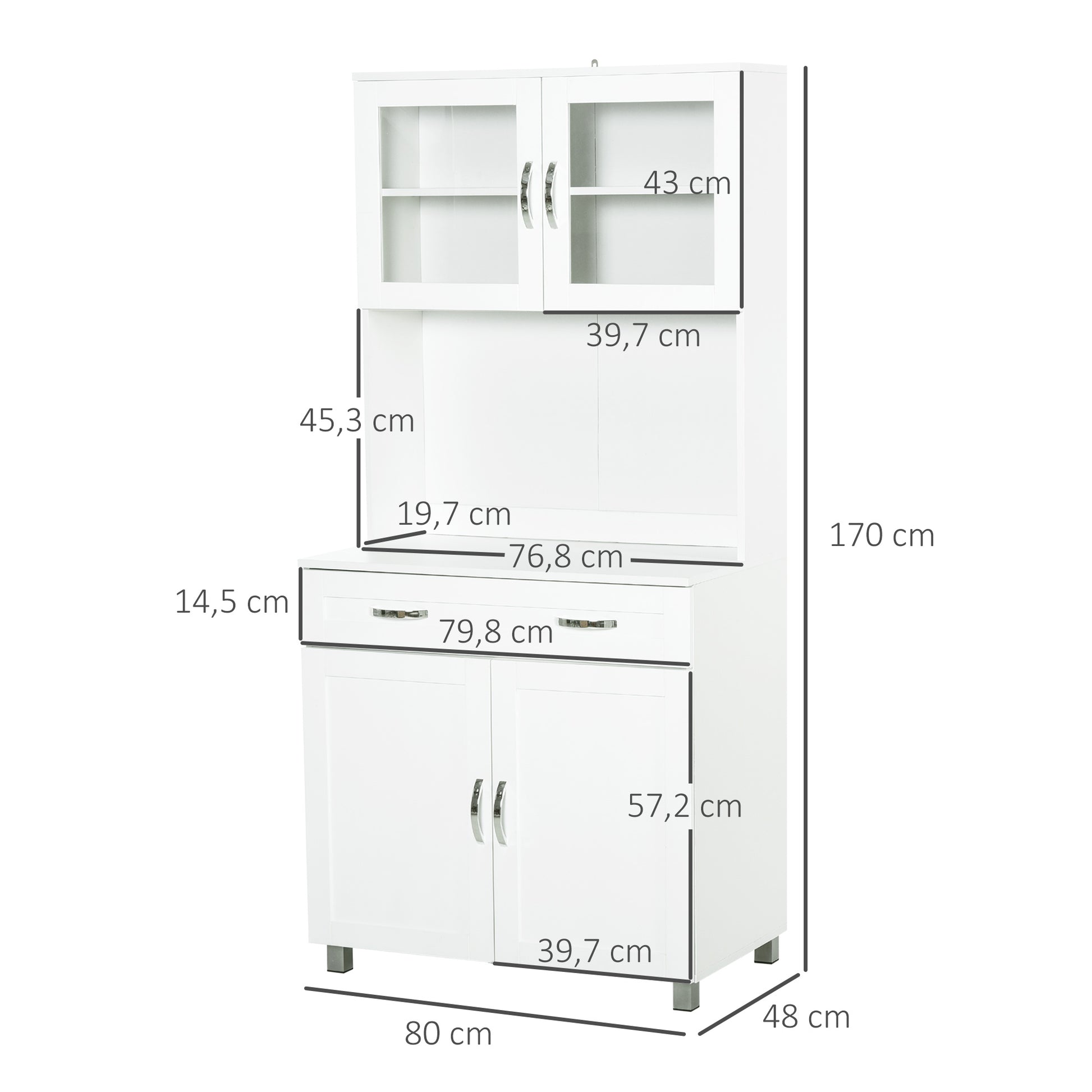 Kitchen Storage Cabinet Buffet Sideboard with Adjustable Interior Shelves and Drawer 31.5x18.9x66.9 inches White