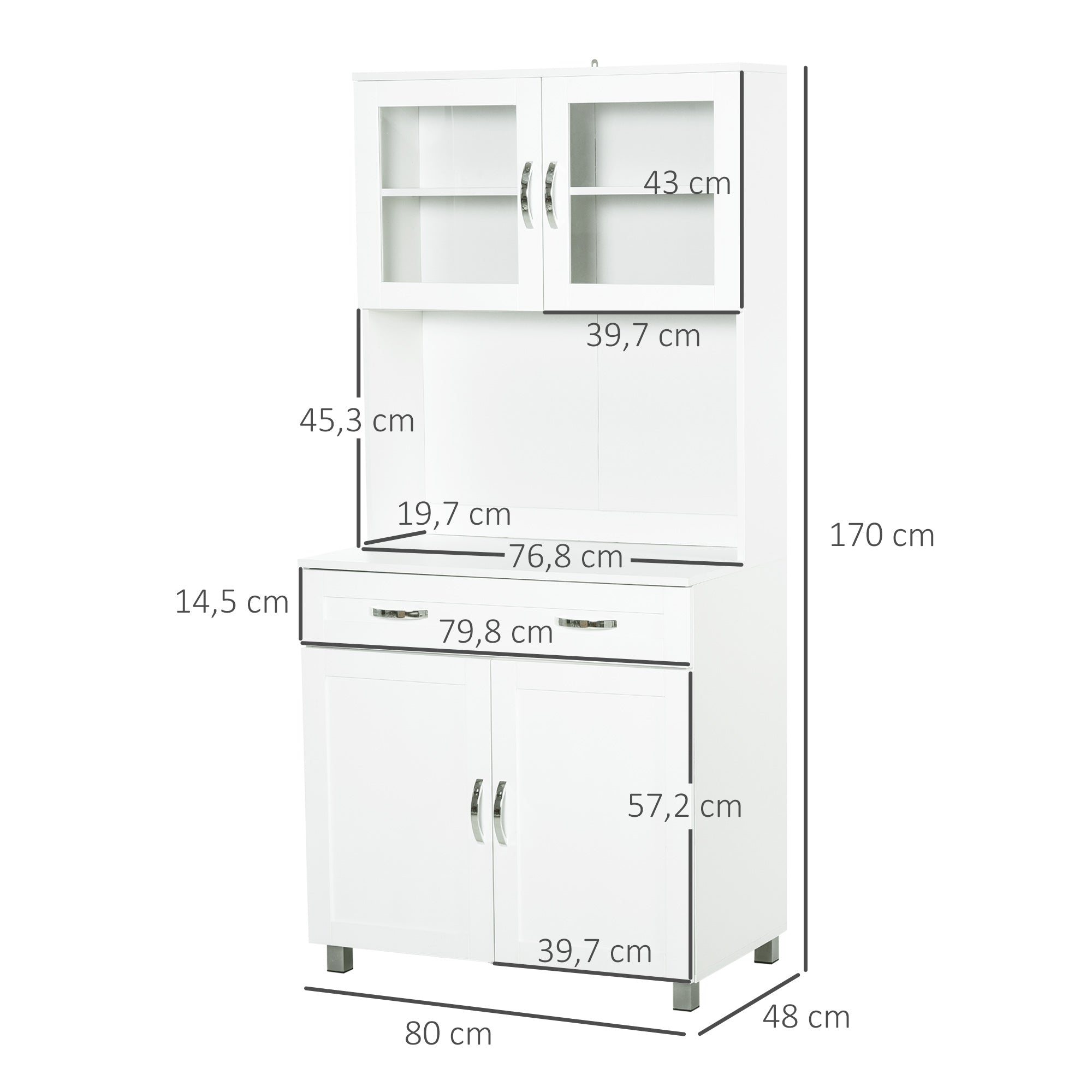 Kitchen Storage Cabinet Buffet Sideboard with Adjustable Interior Shelves and Drawer 31.5x18.9x66.9 inches White