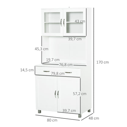 Kitchen Storage Cabinet Buffet Sideboard with Adjustable Interior Shelves and Drawer 31.5x18.9x66.9 inches White