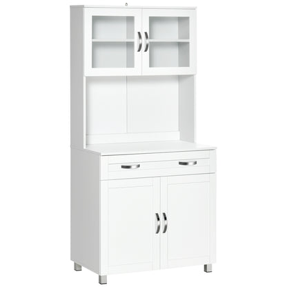 Kitchen Storage Cabinet Buffet Sideboard with Adjustable Interior Shelves and Drawer 31.5x18.9x66.9 inches White