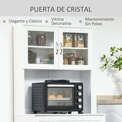 Kitchen Storage Cabinet Buffet Sideboard with Adjustable Interior Shelves and Drawer 31.5x18.9x66.9 inches White