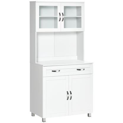 Kitchen Storage Cabinet Buffet Sideboard with Adjustable Interior Shelves and Drawer 31.5x18.9x66.9 inches White