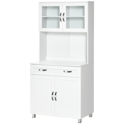 Kitchen Storage Cabinet Buffet Sideboard with Adjustable Interior Shelves and Drawer 31.5x18.9x66.9 inches White