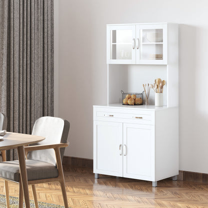 Kitchen Storage Cabinet Buffet Sideboard with Adjustable Interior Shelves and Drawer 31.5x18.9x66.9 inches White