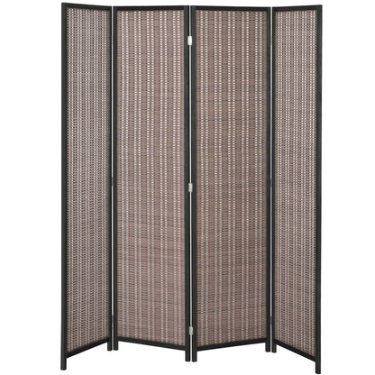 Indoor Wooden 4 Panel Room Divider 180 x 180 cm Foldable Partition Separator for Living Room Bedroom Home, Brown