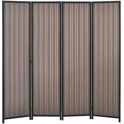 Indoor Wooden 4 Panel Room Divider 180 x 180 cm Foldable Partition Separator for Living Room Bedroom Home, Brown