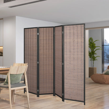 Indoor Wooden 4 Panel Room Divider 180 x 180 cm Foldable Partition Separator for Living Room Bedroom Home, Brown