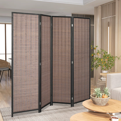 Indoor Wooden 4 Panel Room Divider 180 x 180 cm Foldable Partition Separator for Living Room Bedroom Home, Brown