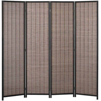Indoor Wooden 4 Panel Room Divider 180 x 180 cm Foldable Partition Separator for Living Room Bedroom Home, Brown