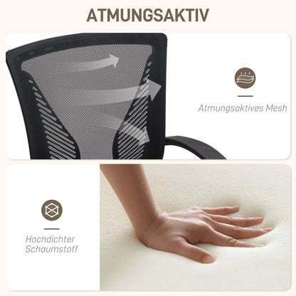 Office Chair with Tilt Function, Height Adjustable Desk Chair, Swivel Chair up to 120 kg, for Office, Study Room, Black