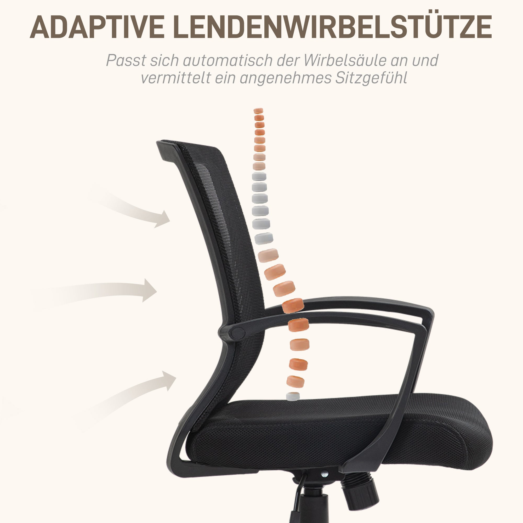 Office Chair with Tilt Function, Height Adjustable Desk Chair, Swivel Chair up to 120 kg, for Office, Study Room, Black