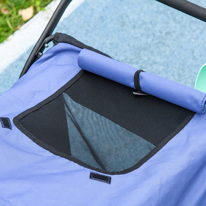 Dog Stroller Pet Buggy with Mesh Windows, Foldable Cat Carriage with Safety Leash, Large Rubber Wheels for Medium, Large Dogs up to 30 kg, Oxford, Blue