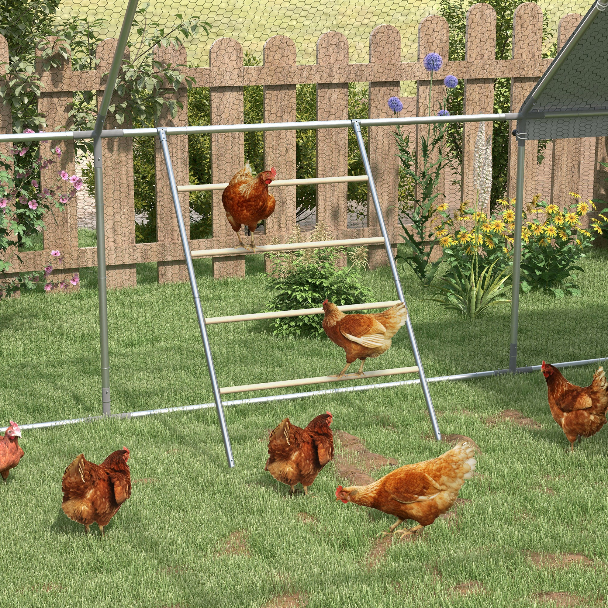 Wooden Chicken Perch Ladder, Chicken ladder Chicken playground Perch Climbing frame for 4-6 chickens 140 x 86 x 2.5 cm Natural wood