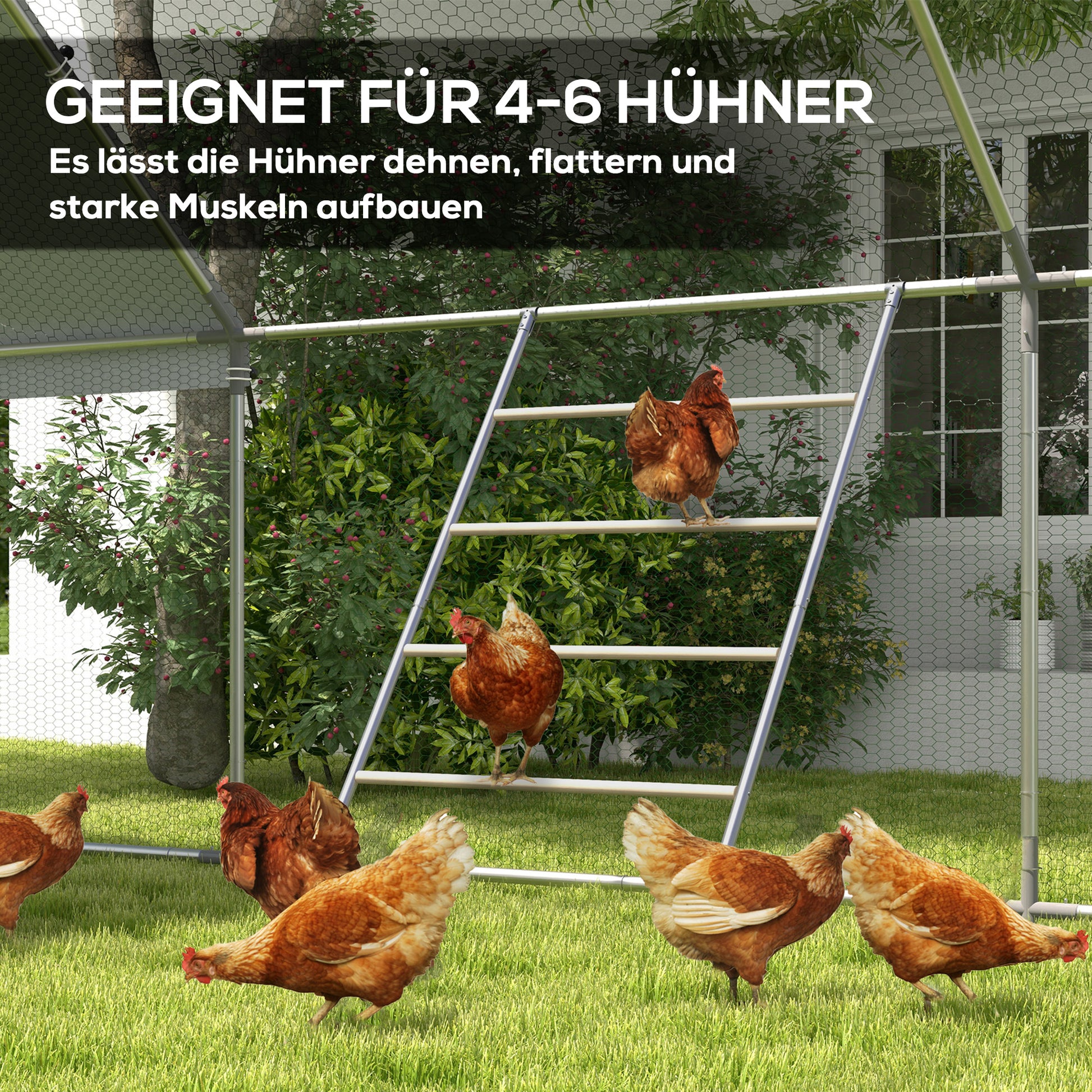 Wooden Chicken Perch Ladder, Chicken ladder Chicken playground Perch Climbing frame for 4-6 chickens 140 x 86 x 2.5 cm Natural wood