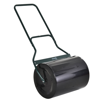 Lawn Roller with U-Handle, Garden Roller, Garden Drum, 40 cm Diameter, 60 L Water/Sand Fill, Metal, Black 57 x 40 x 123 cm