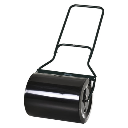 Lawn Roller with U-Handle, Garden Roller, Garden Drum, 40 cm Diameter, 60 L Water/Sand Fill, Metal, Black 57 x 40 x 123 cm