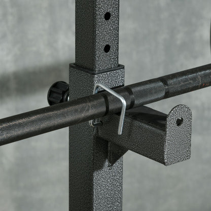 SPORTNOW Multifunctional Weight Bar Support with Adjustable Width and Height Muscular Rack with Steel Frame Load 150 kg for Gym Home Training Black