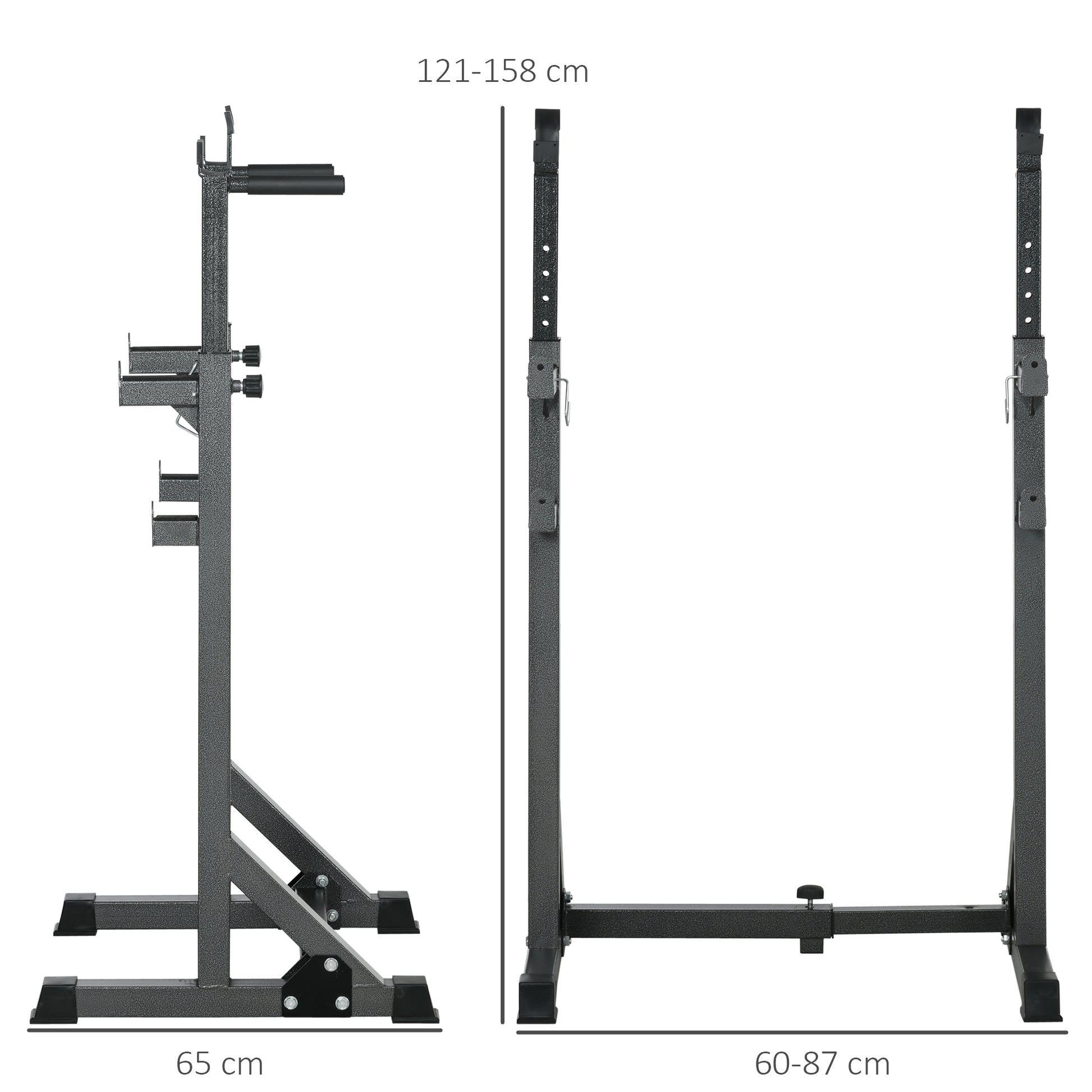 SPORTNOW Multifunctional Weight Bar Support with Adjustable Width and Height Muscular Rack with Steel Frame Load 150 kg for Gym Home Training Black