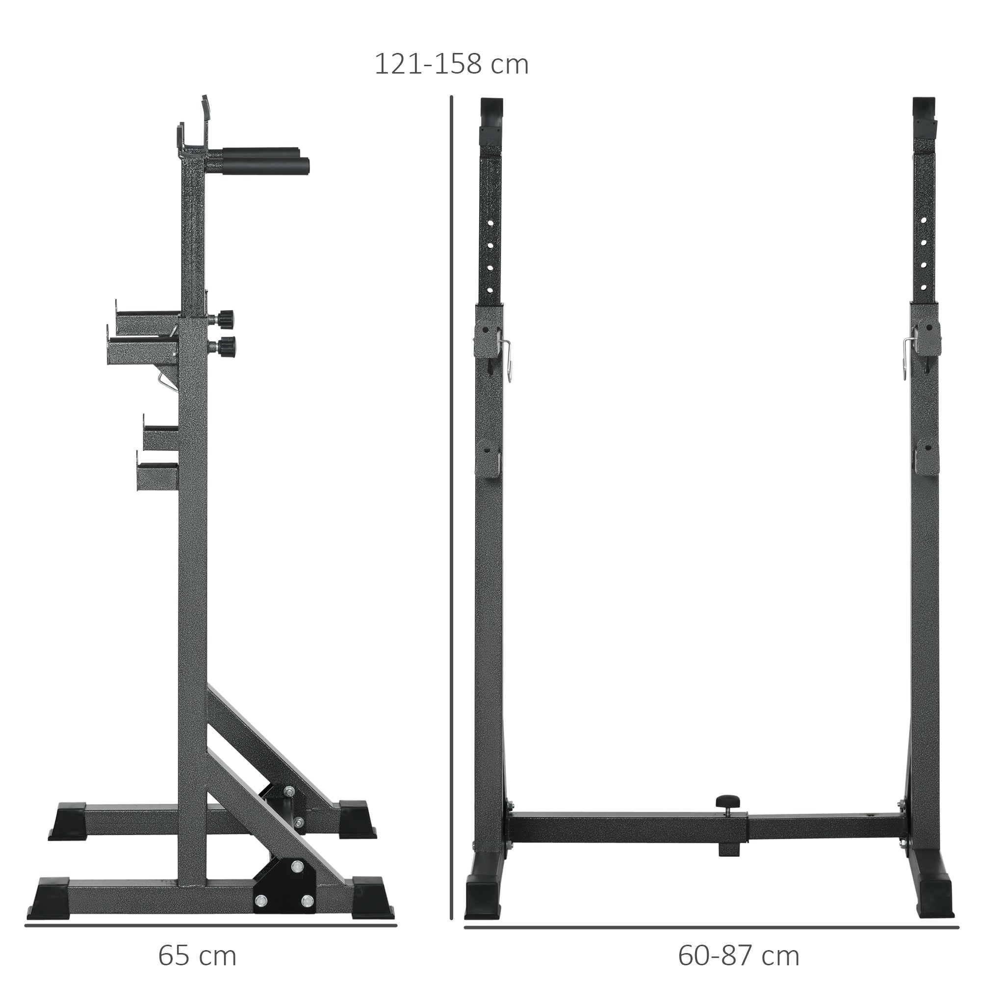 SPORTNOW Multifunctional Weight Bar Support with Adjustable Width and Height Muscular Rack with Steel Frame Load 150 kg for Gym Home Training Black