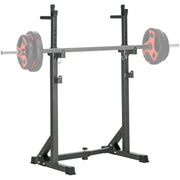 SPORTNOW Multifunctional Weight Bar Support with Adjustable Width and Height Muscular Rack with Steel Frame Load 150 kg for Gym Home Training Black