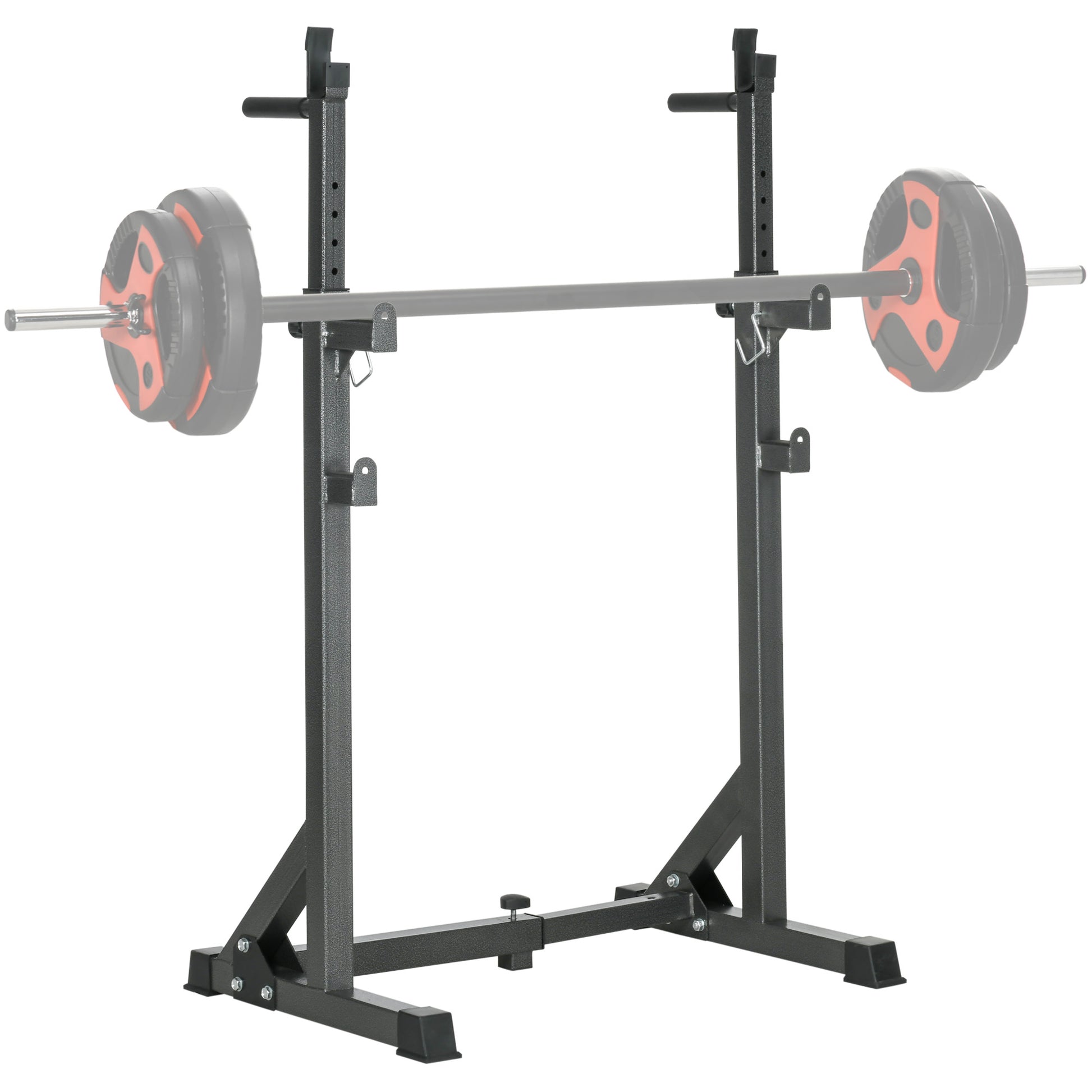 SPORTNOW Multifunctional Weight Bar Support with Adjustable Width and Height Muscular Rack with Steel Frame Load 150 kg for Gym Home Training Black