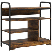Shoe Rack with 4 Levels, Shoe Shelf with Handle, Shoe Stand for 11 Pairs of Shoes, Space-Saving Shoe Storage, Shoe Organizer for Entryway, Hallway, Rustic Brown