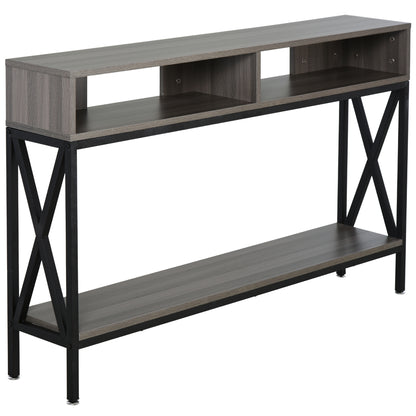 Entryway Console Table with 2 Compartments and Shelf Entryway Console Table Hallway 120x23.5x75 cm Gray and Black