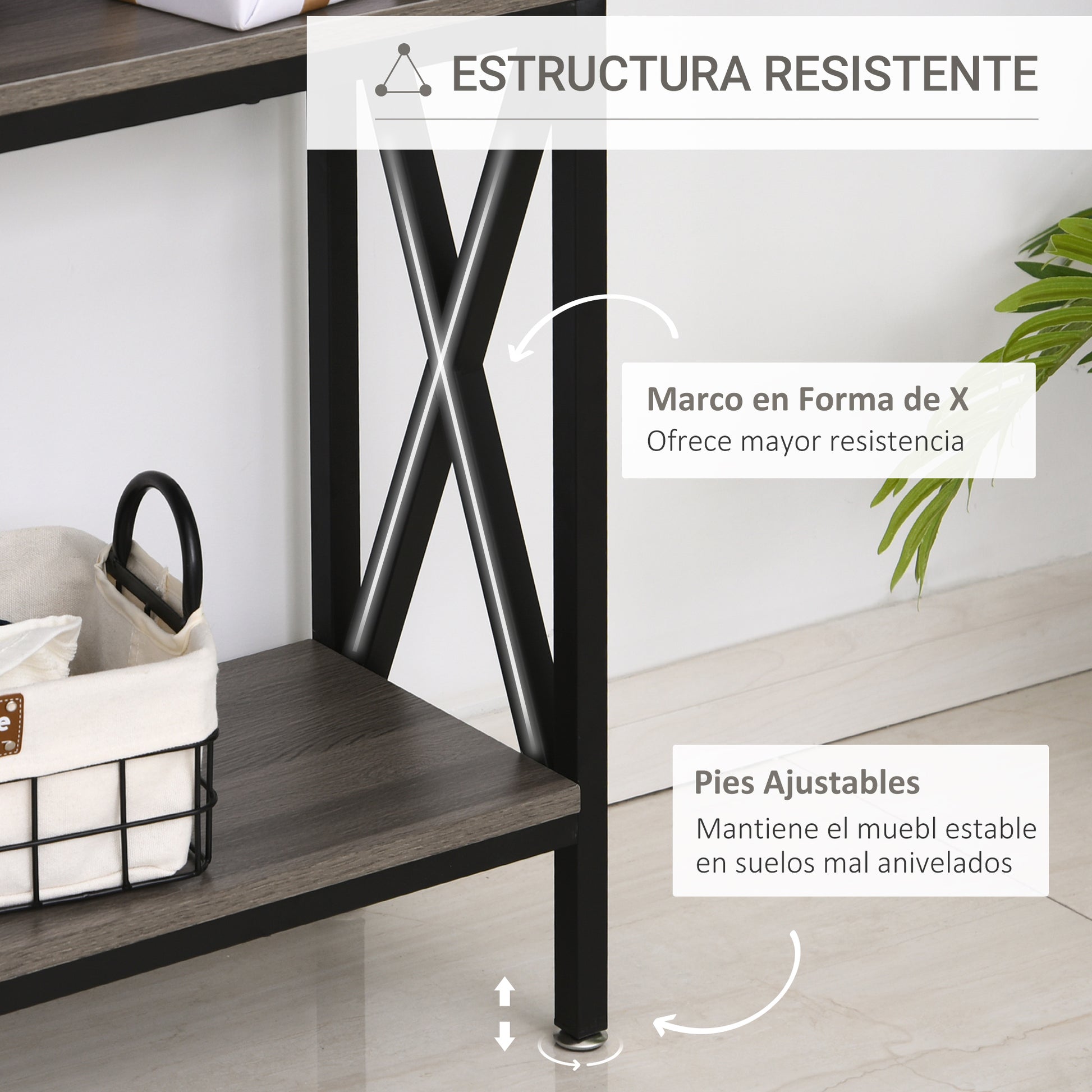 Entryway Console Table with 2 Compartments and Shelf Entryway Console Table Hallway 120x23.5x75 cm Gray and Black