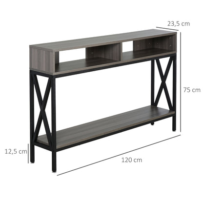 Entryway Console Table with 2 Compartments and Shelf Entryway Console Table Hallway 120x23.5x75 cm Gray and Black