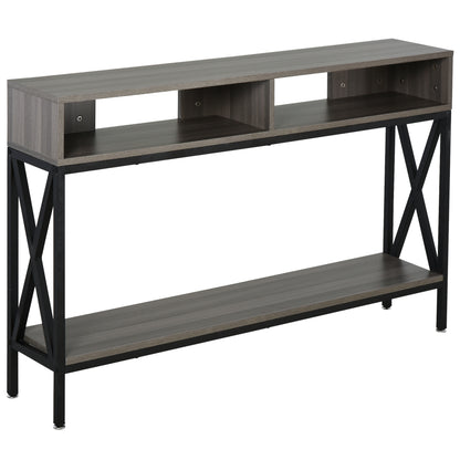 Entryway Console Table with 2 Compartments and Shelf Entryway Console Table Hallway 120x23.5x75 cm Gray and Black