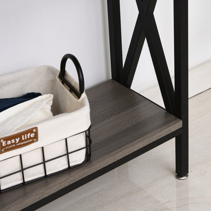 Entryway Console Table with 2 Compartments and Shelf Entryway Console Table Hallway 120x23.5x75 cm Gray and Black
