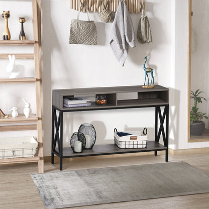 Entryway Console Table with 2 Compartments and Shelf Entryway Console Table Hallway 120x23.5x75 cm Gray and Black