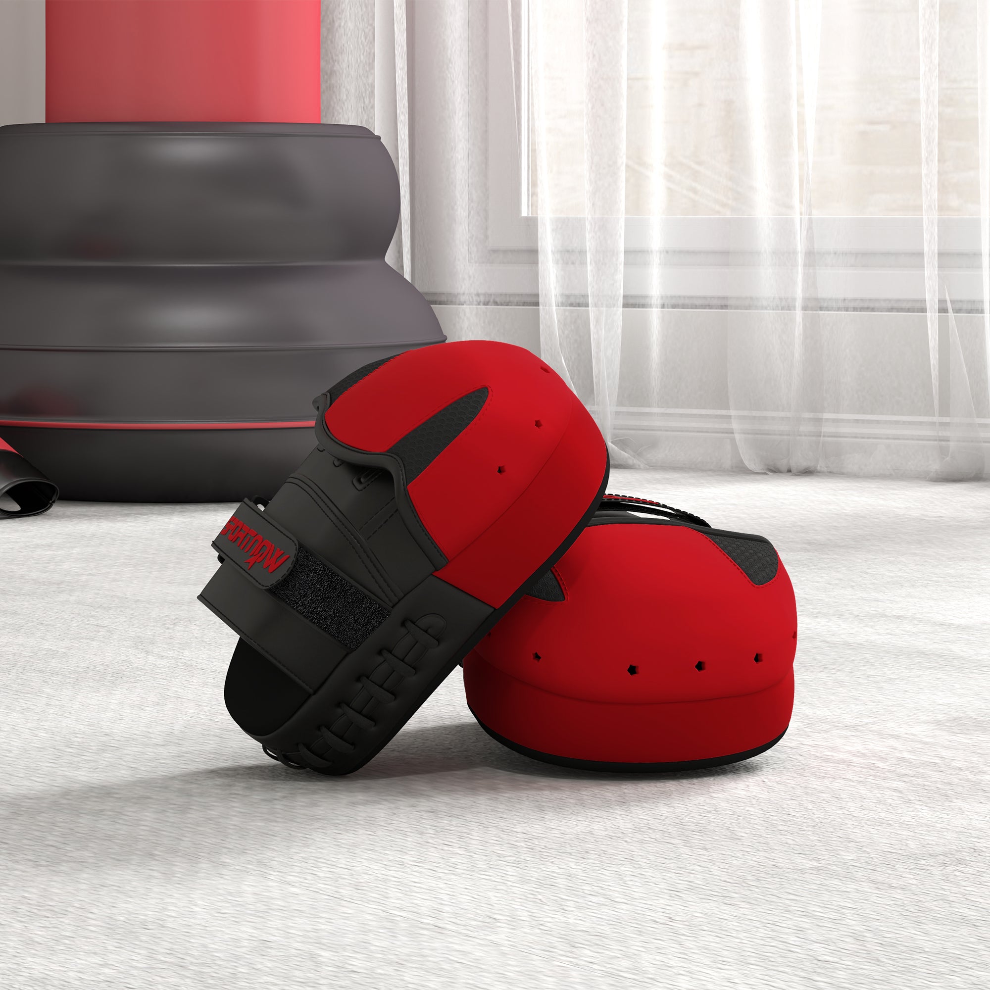 SPORTNOW Boxing Mitts Muay Thai MMA Curved Pads for Boxing Training Boxing Karate Taekwondo Kickboxing Training Sparring Martial Arts Red
