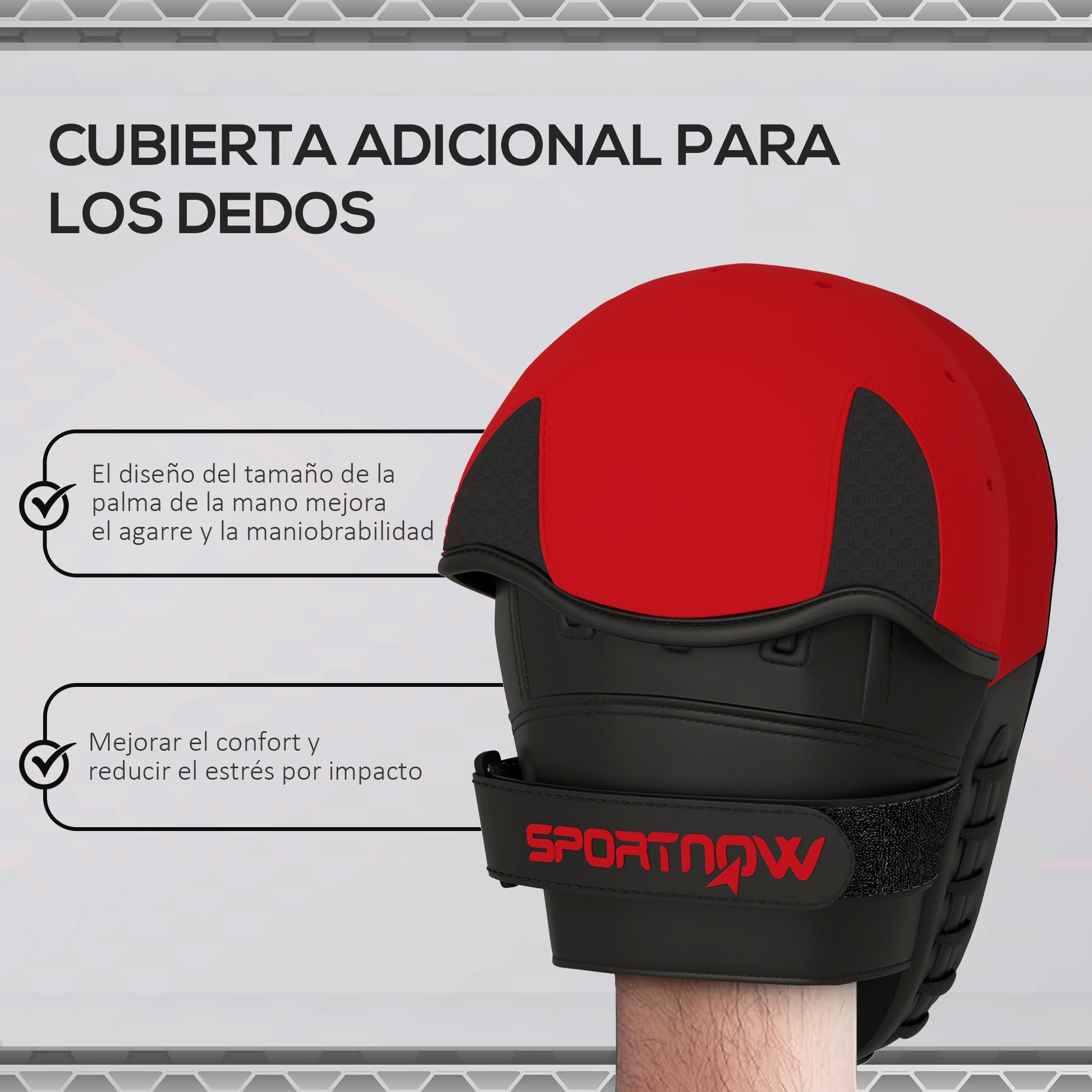SPORTNOW Boxing Mitts Muay Thai MMA Curved Pads for Boxing Training Boxing Karate Taekwondo Kickboxing Training Sparring Martial Arts Red