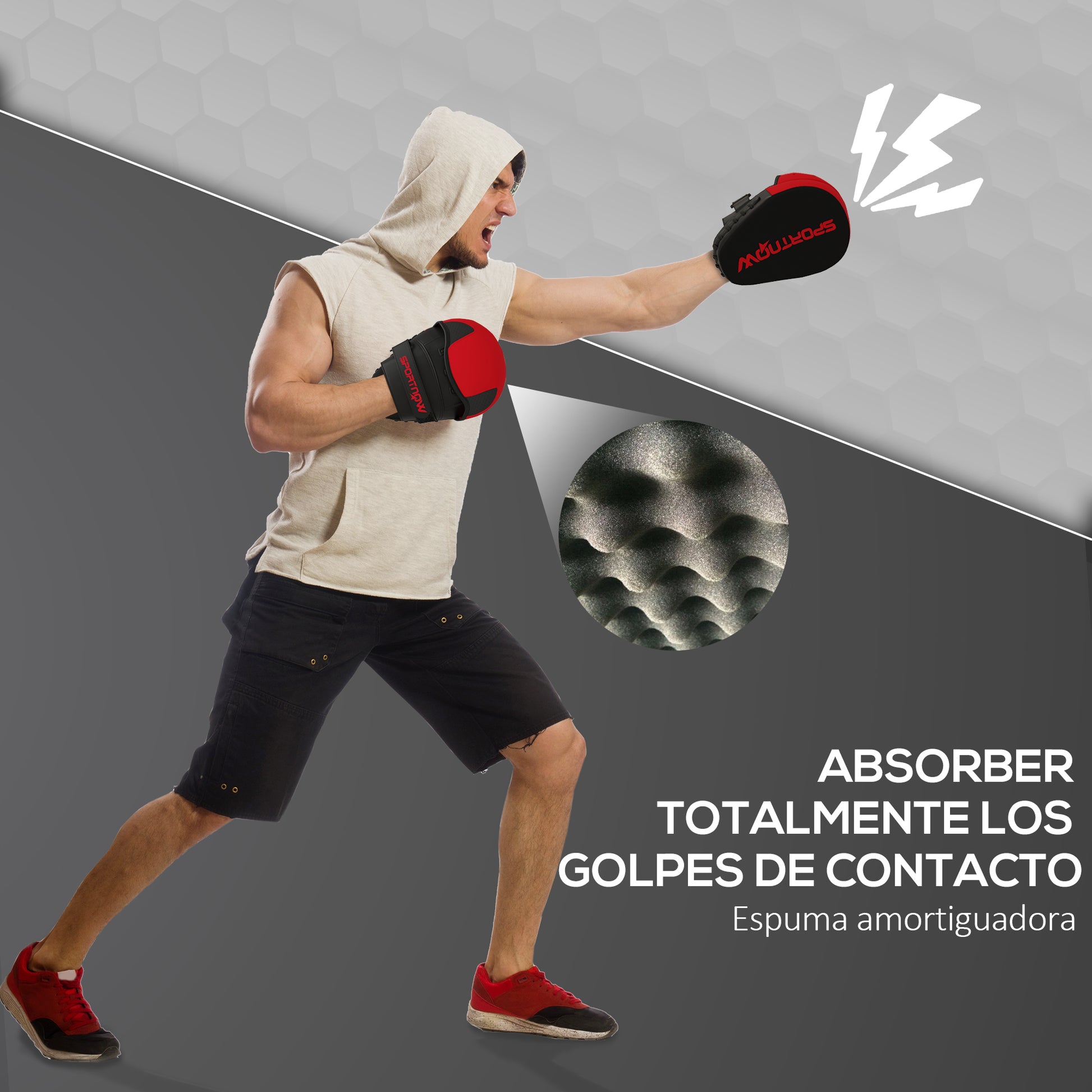 SPORTNOW Boxing Mitts Muay Thai MMA Curved Pads for Boxing Training Boxing Karate Taekwondo Kickboxing Training Sparring Martial Arts Red