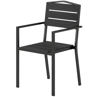 Garden Chairs – Set of 4 Stackable Patio Chairs with Slatted Design & Armrests, Weatherproof Balcony Chairs (265 lb Capacity), Black, 20.5 x 20.1 x 35.4 in