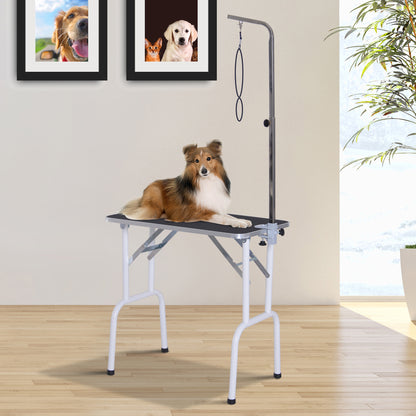 Folding Grooming Table Pet Grooming Table Shearing Table Grooming Table for Dogs Cats Metal Black 81 x 48.5 x 80 cm