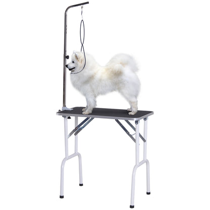 Folding Grooming Table Pet Grooming Table Shearing Table Grooming Table for Dogs Cats Metal Black 81 x 48.5 x 80 cm